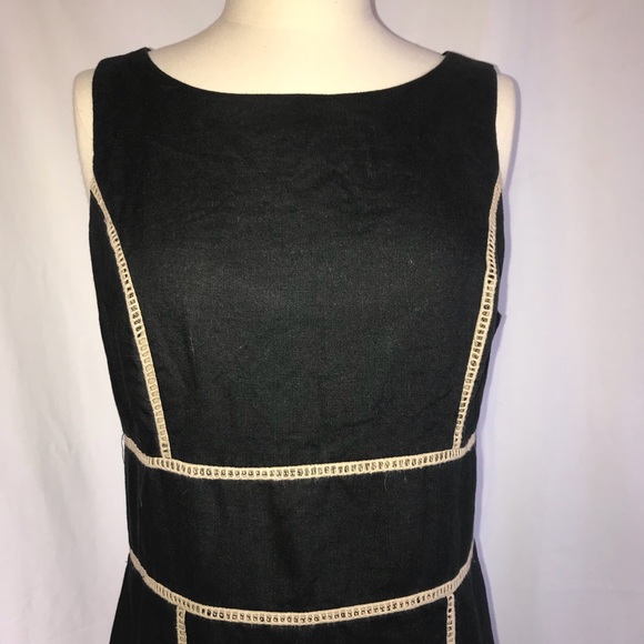 Kenar 100% linen black & tan dress - Picture 2 of 4